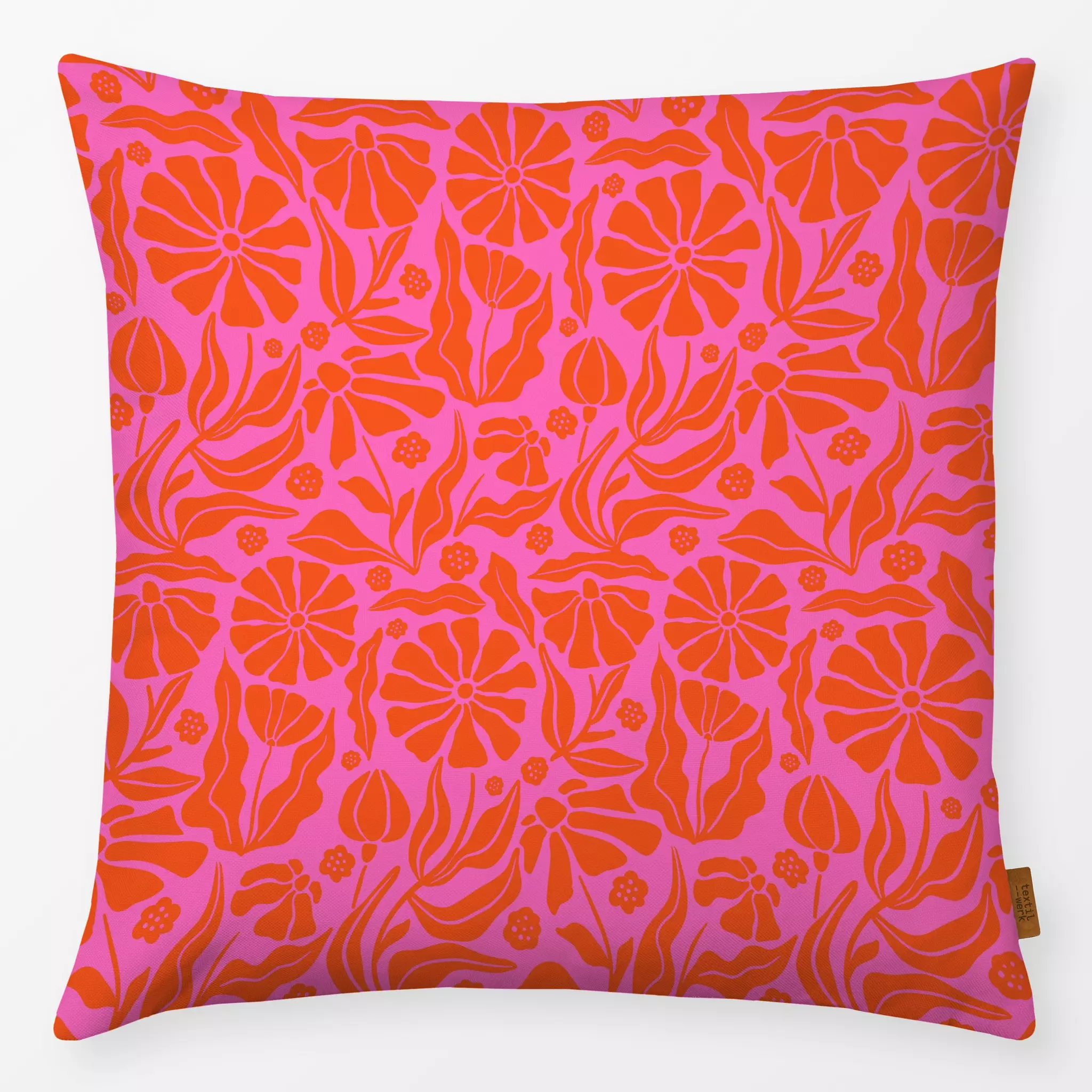 Kissen Sommer Blumen Pink 5 - Blumen & Florales - von „Uta Naumann"; Muster, abstrakt, Retro, Blüten, modern, Sommer, Botani...