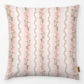 Kissen Blumen und Streifen Pink