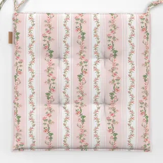 Sitzkissen Blumen und Streifen Pink