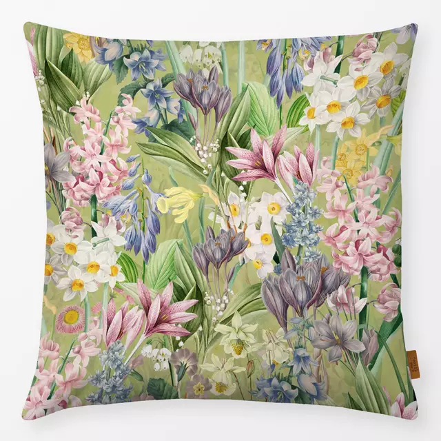 Kissen Frühlings Vintage Blumen Grün von Uta Naumann