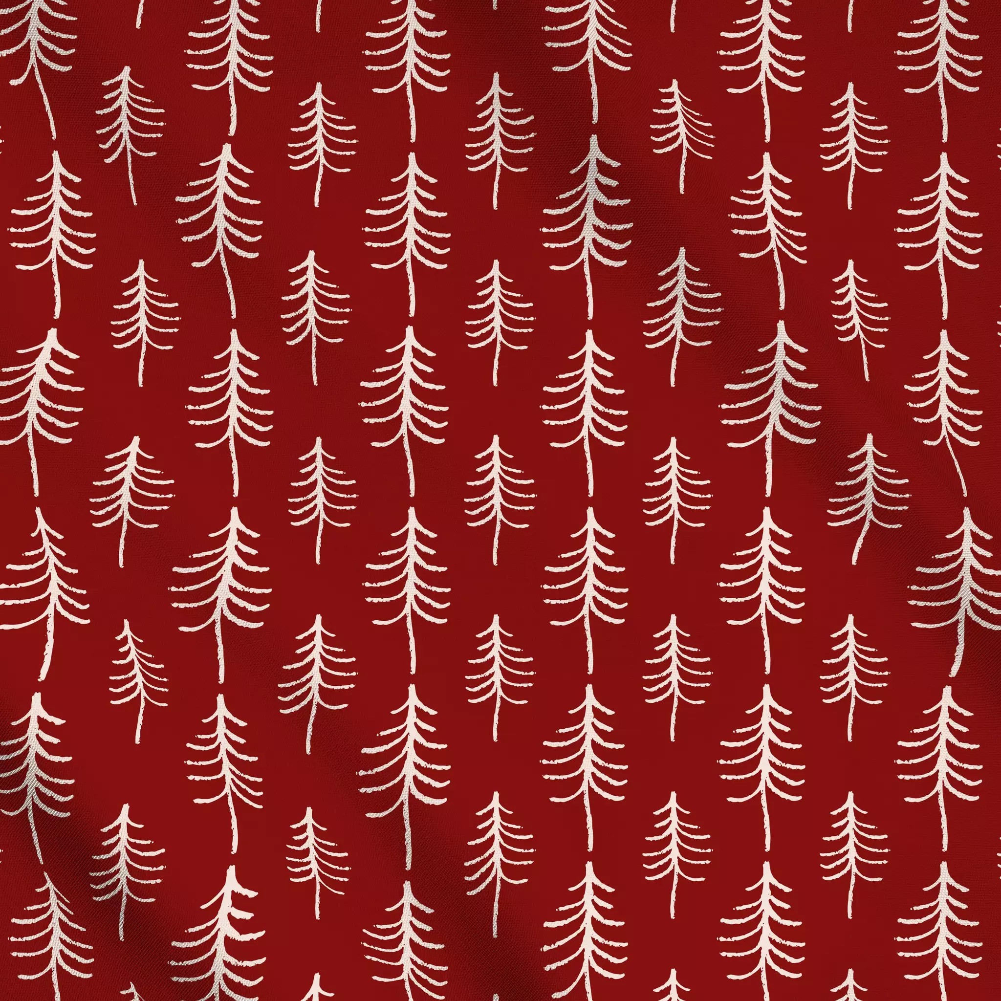 Meterware Weihnachtsbäume auf rot - Weihnachten, Winter - von „Uta Naumann"; skandinavisch, Bäume, Hygge, Tannenbaum, Weihna...