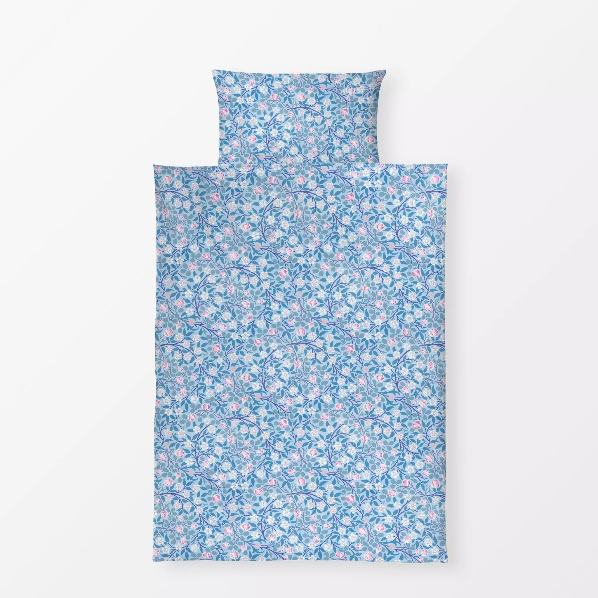 Bettwäsche Blau Morris Clover - Blumen & Florales, Retro & Vintage - von „Uta Naumann"; Muster, Botanisch, floral, vintage, ...