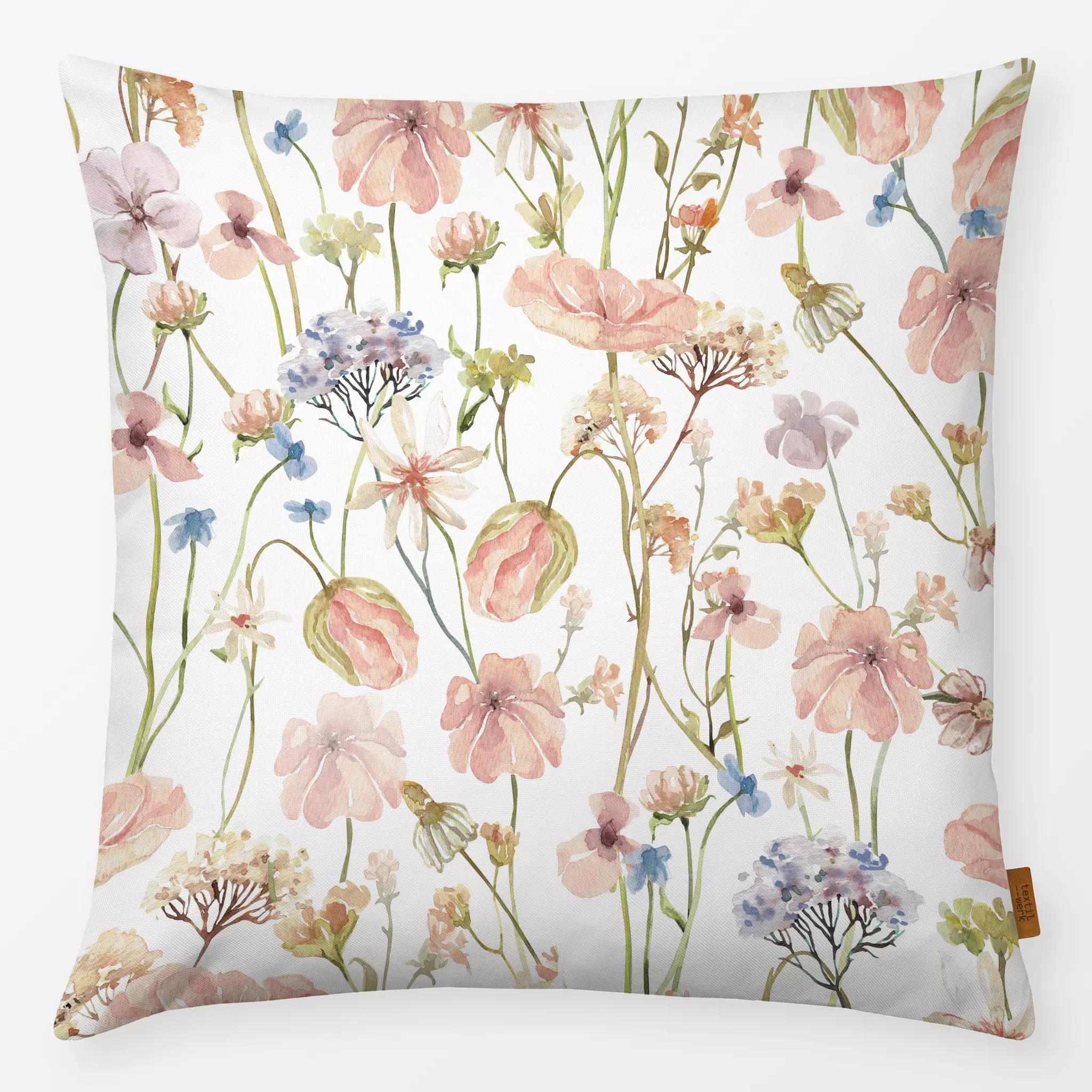 Kissen Blumenwiese Softpink - Blumen & Florales, Pflanzen & Botanik - von „Uta Naumann"; boho, Garten, Wildblumen, Sommerblu...