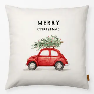 Kissen Merry Christmas Rotes Auto