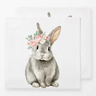 Servietten Hase mit Blumenkranz 2