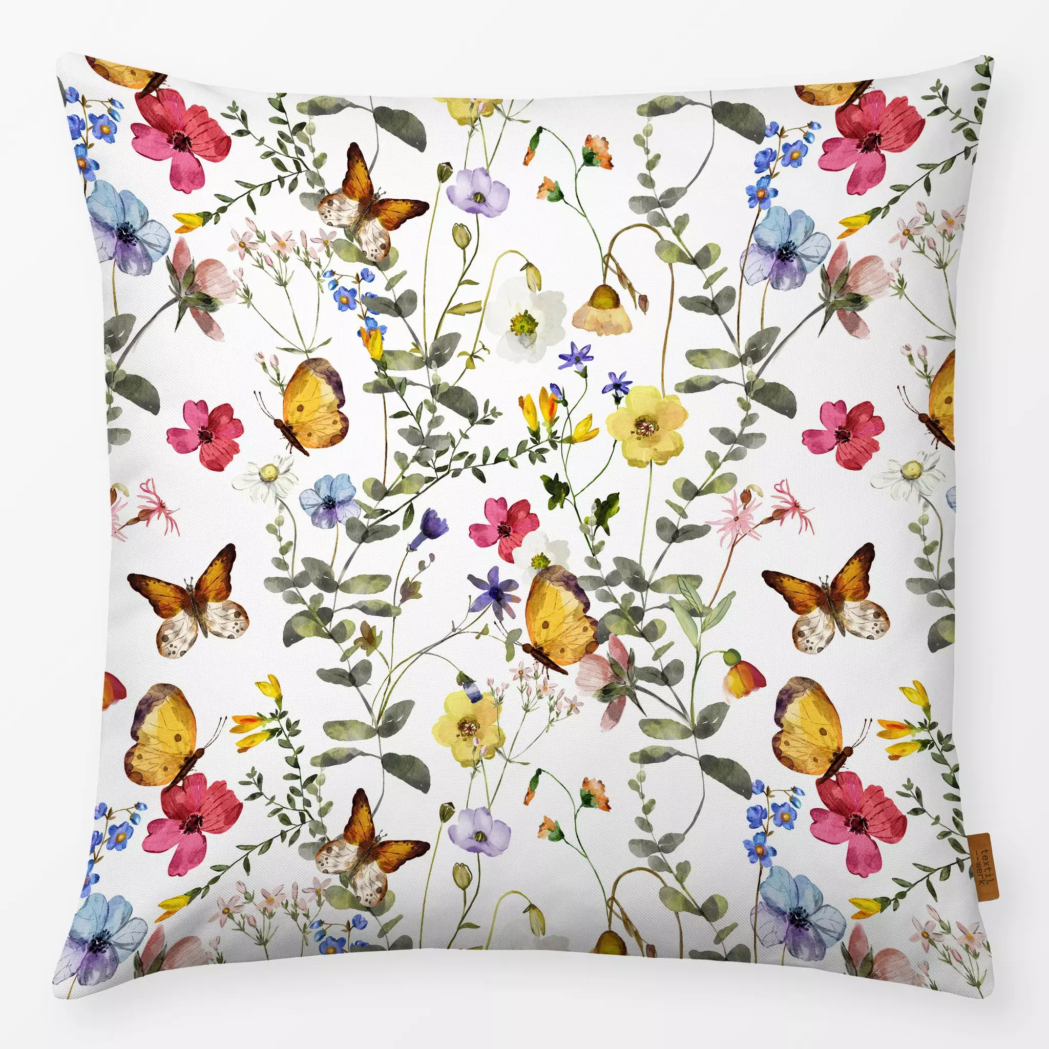 Kissen Sommer Wiese 10 - Blumen & Florales, Retro & Vintage - von „Uta Naumann"; Muster, Wasserfarben, Natur, skandinavisch,...
