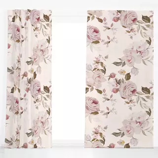 Dekovorhang Sommer Vintage Rosen Blush