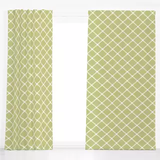 Dekovorhang Grün Weiß Gingham Grid 1