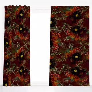 Dekovorhang Vintage Weihnachts Blumen Rot