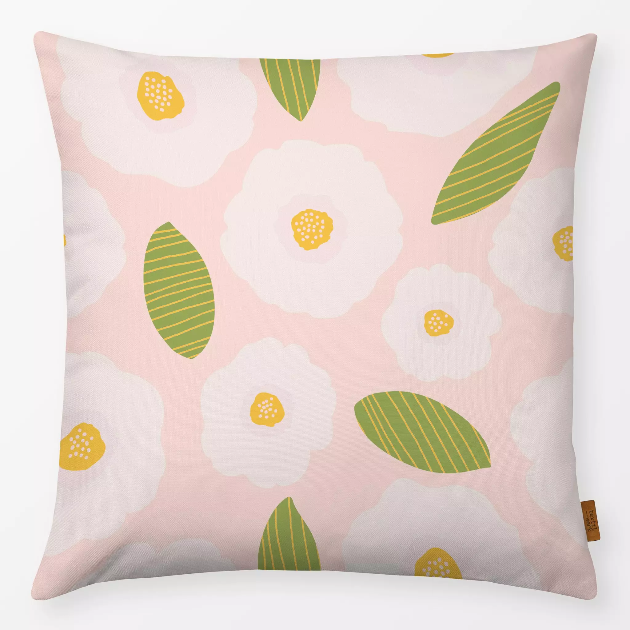 Kissen Gänseblümchen Modern Rosa 5 - Blumen & Florales, Sommer - von „Uta Naumann"; Papaya, boho, skandinavisch, Blumen, Som...