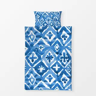 Bettwäsche Shibori Blaue Rhomben 1