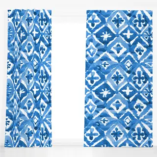 Dekovorhang Shibori Blaue Rhomben 1