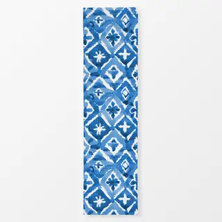 Tischläufer Shibori Blaue Rhomben 1