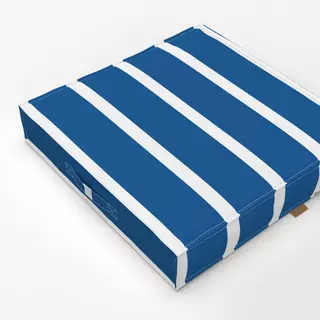 Bodenkissen Blau Weiße Blockstreifen 1