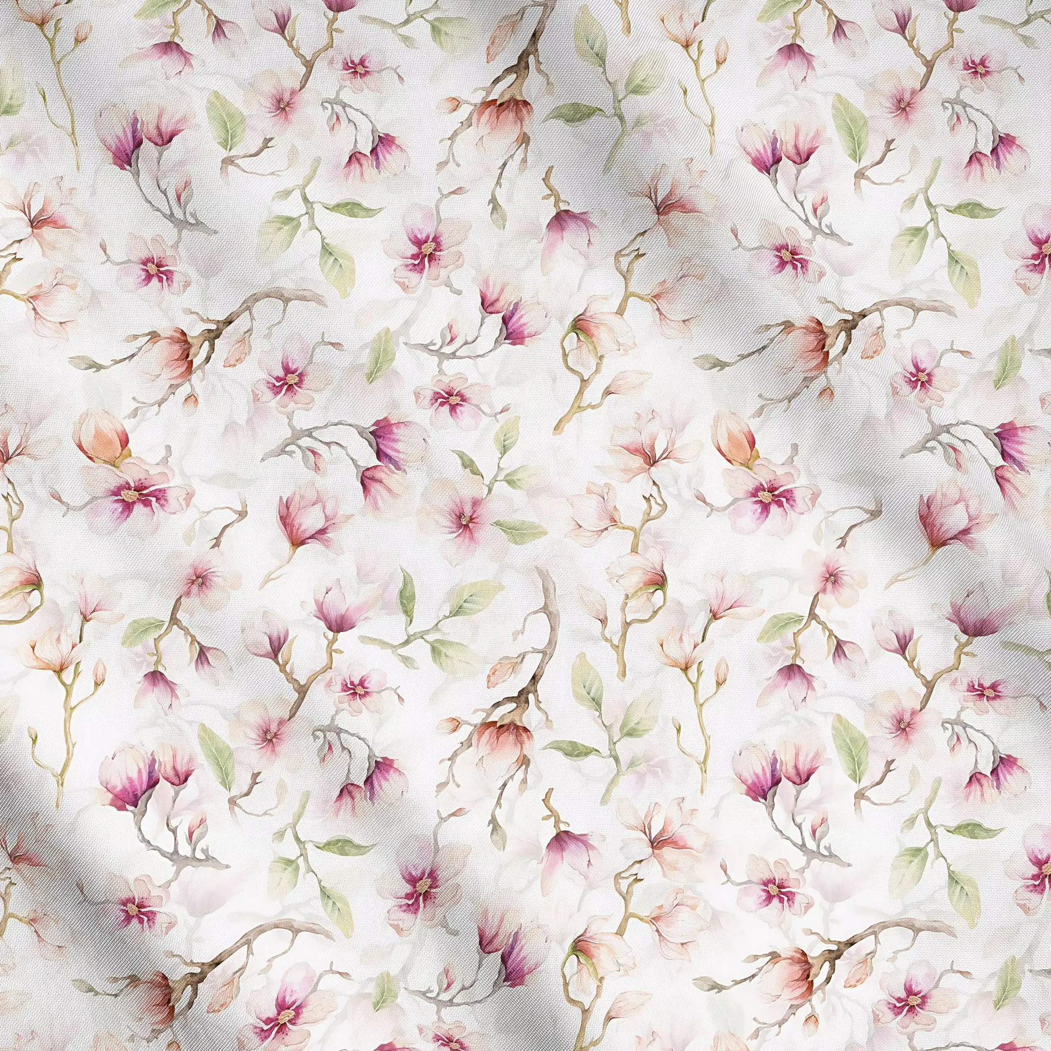 Meterware Pastel Magnolien Blüten - Blumen & Florales, Frühling - von „Uta Naumann"; boho, Muster, Wasserfarben, Zweig, Natu...