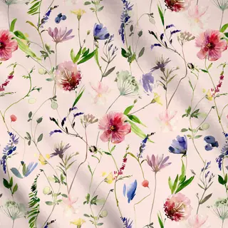 Meterware Mittsommer Wildblumen rosè