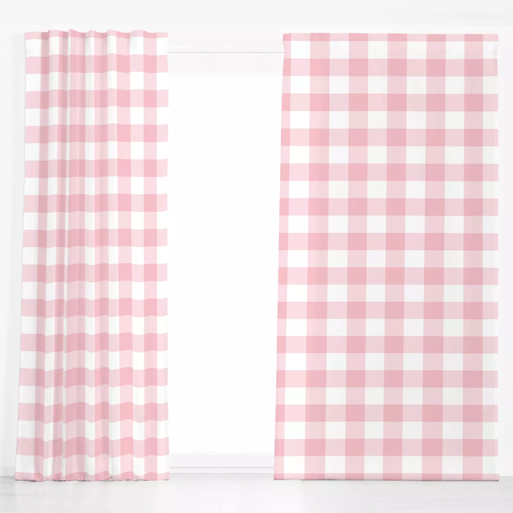 Dekovorhang Rosa Weiß Gingham Grid 3 - Sommer, Symbole & Muster, Retro & Vintage - von „Uta Naumann"; grid, Karo, kariert, g...