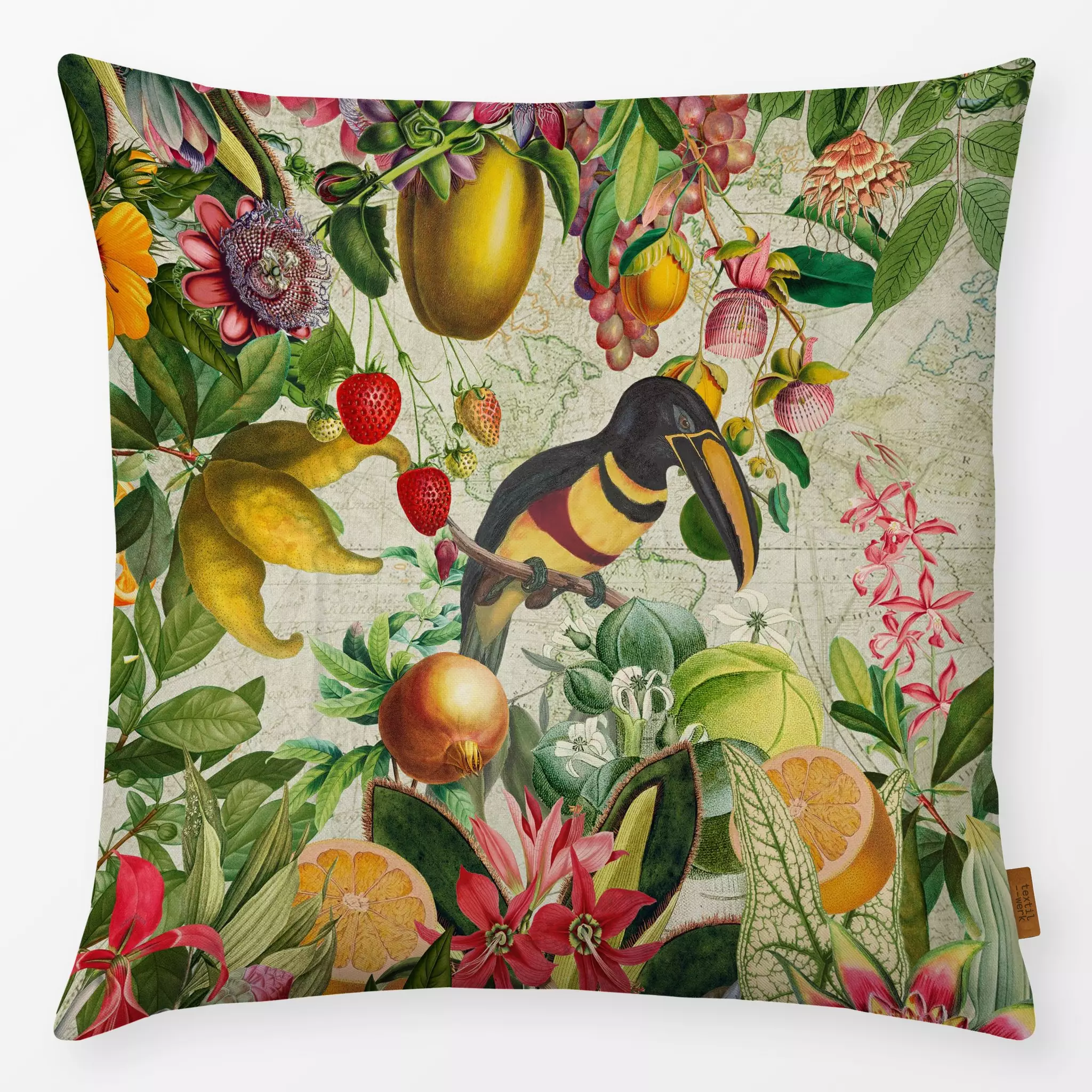 Kissen Exotischer Regenwald 1 - Sommer, Pflanzen & Botanik, Safari & Dschungel - von „Uta Naumann"; Blumen, Früchte, tropisc...