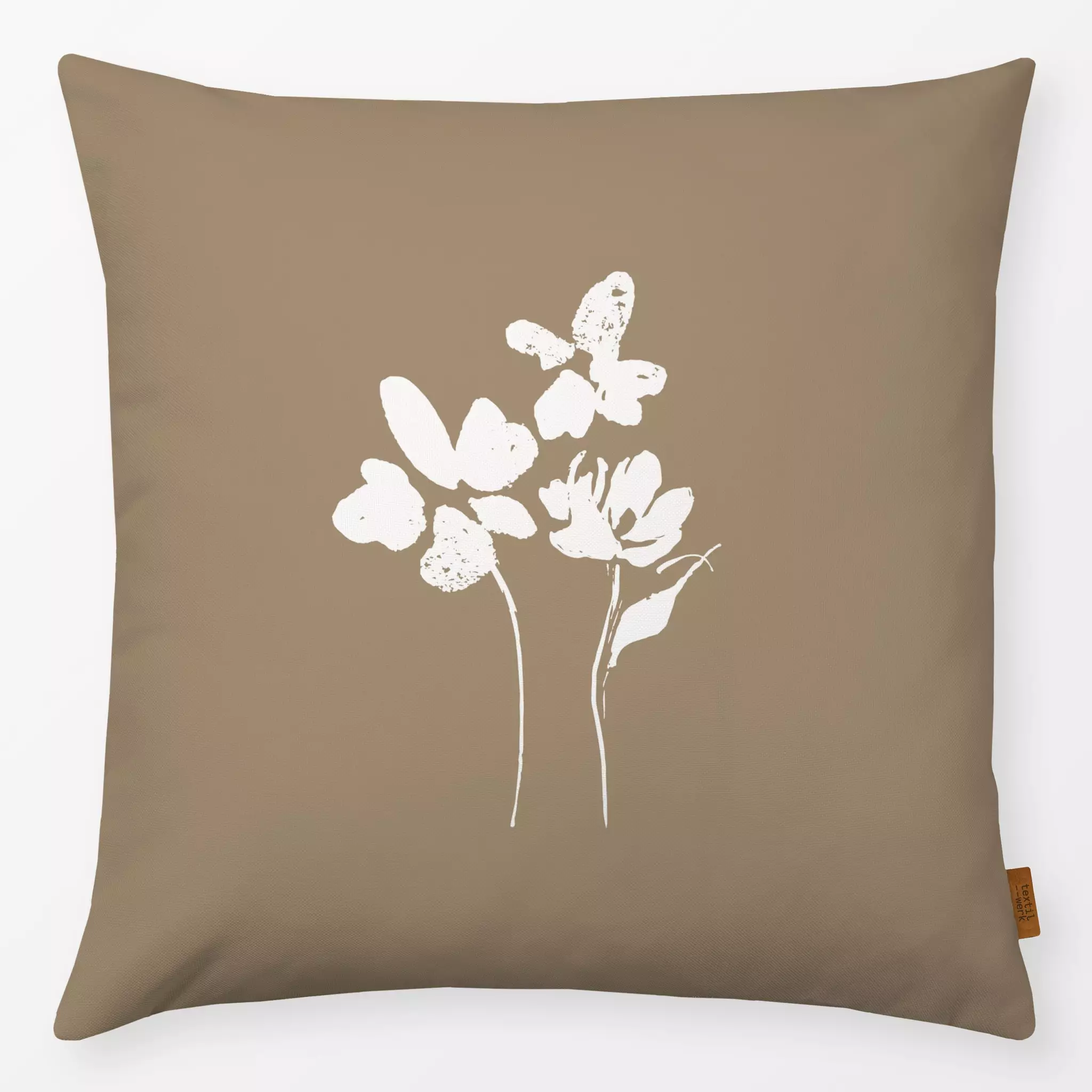 Kissen Boho Blumen camel - Symbole & Muster, Pflanzen & Botanik - von „Uta Naumann"; boho, abstrakt, Blumen, Sommerblumen, m...