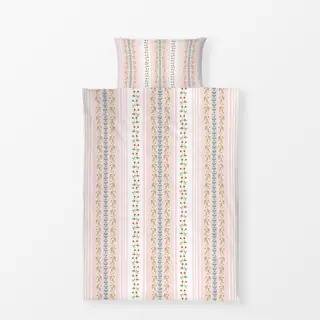 Bettwäsche Vintage Blüten Streifen