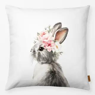 Kissen Hase mit Blumenkranz