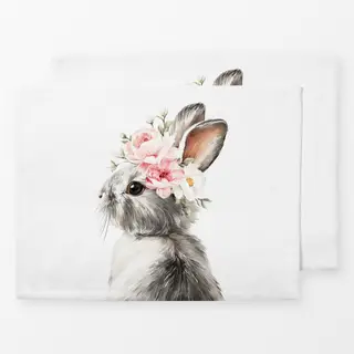 Tischset Hase mit Blumenkranz