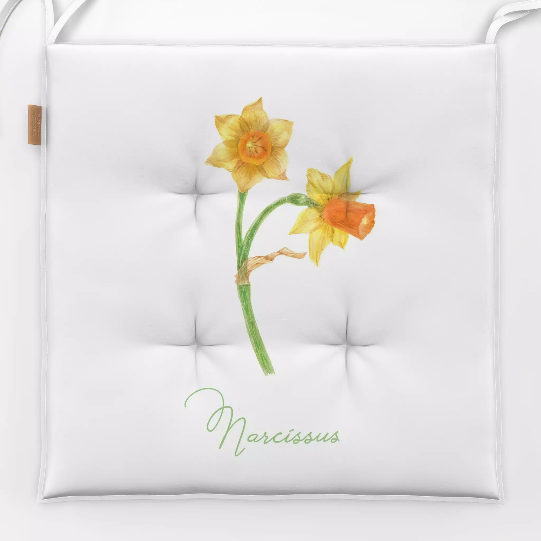 Sitzkissen Narzisse - Blumen & Florales, Frühling, Sprüche & Schriftzüge - von „Uta Naumann"; blumen, floral, vintage, roman...