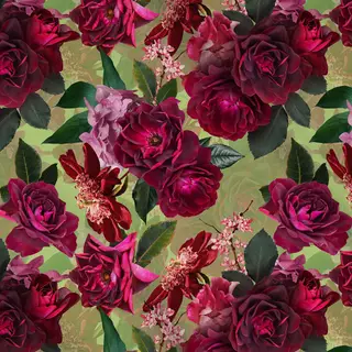 Meterware Vintage Sommer Rosen Garten