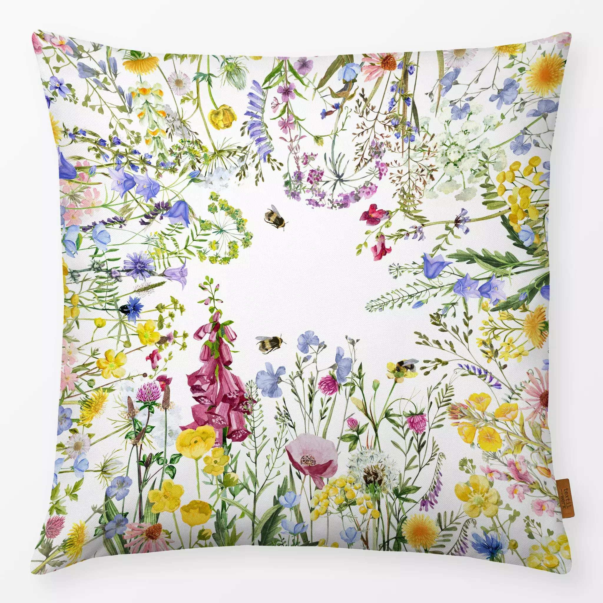 Kissen Bunter Wiesen Reigen 1 - Sommer, Pflanzen & Botanik - von „Uta Naumann"; Natur, skandinavisch, Blumen, Garten, Wildbl...