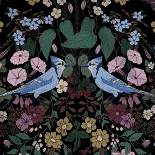 Meterware Victorian Garden Birds | dark