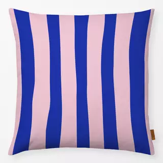 Kissen Streifen blau-rosa