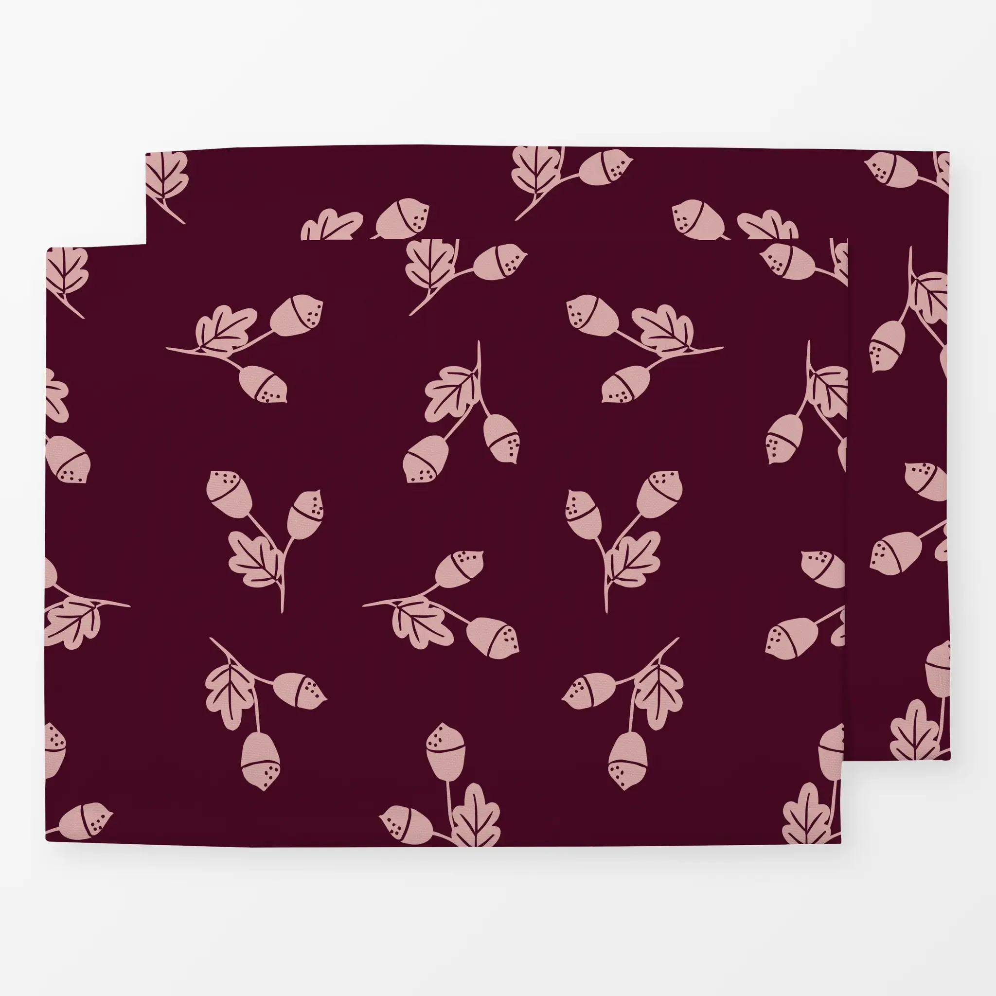Tischset Eichelzweig Allover weinrot rosa - Herbst, Pflanzen & Botanik - von „moDeern Design Studio"; Zweig, kleingemustert,...