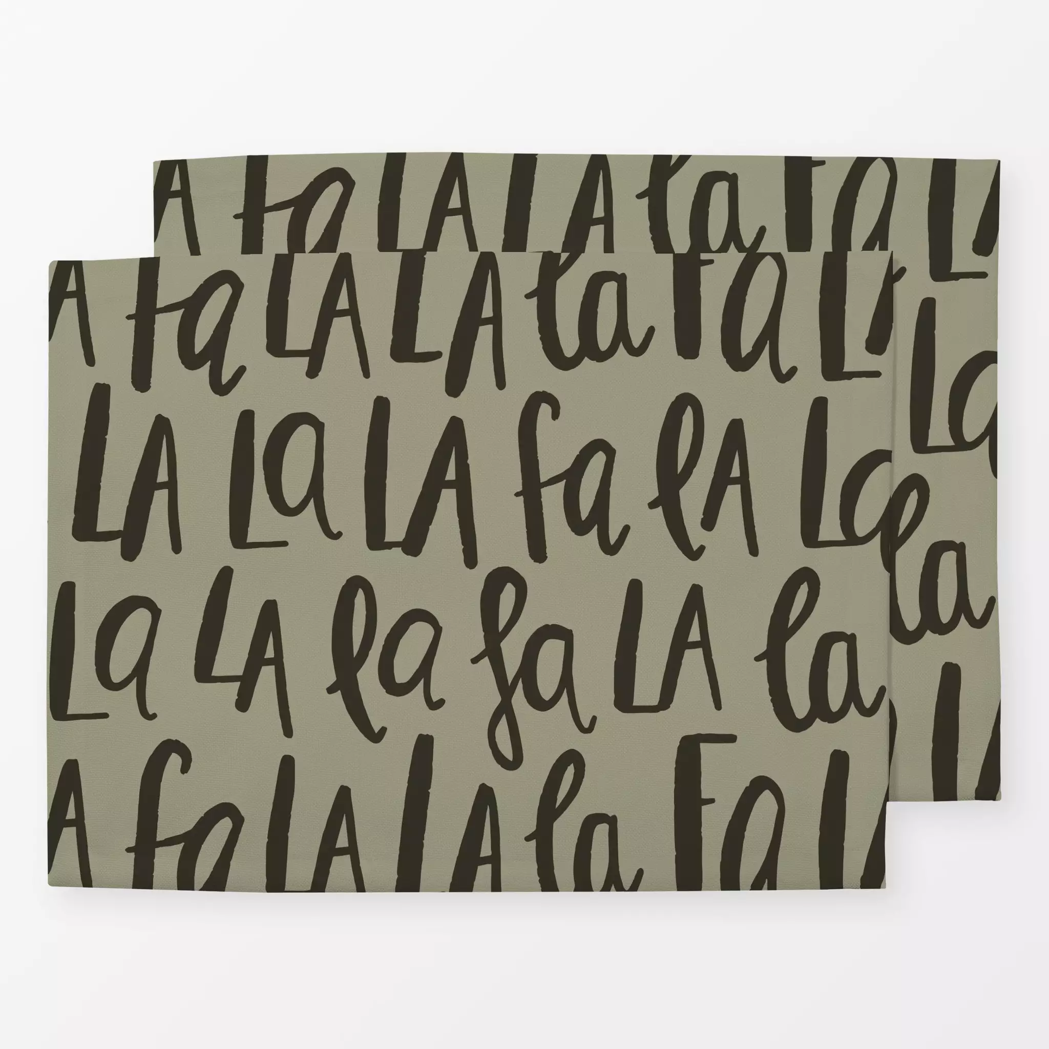Tischset Falalala Allover grün - Sprüche & Schriftzüge, Weihnachten - von „moDeern Design Studio"; Weihnachten, weihnachtlic...
