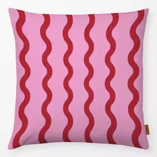 Kissen Wellenlinien rot-pink