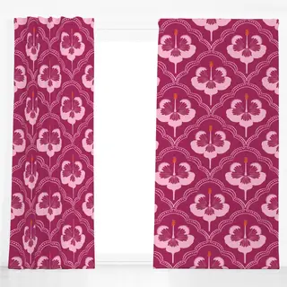 Dekovorhang Hibiskus allover bordeaux