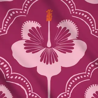 Meterware Hibiskus allover bordeaux