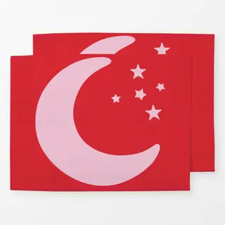 Tischset Mond & Sterne rot