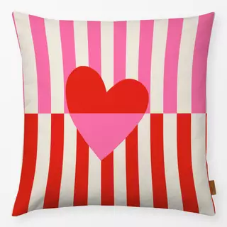 Kissen Stripes Checks Heart Red Pink