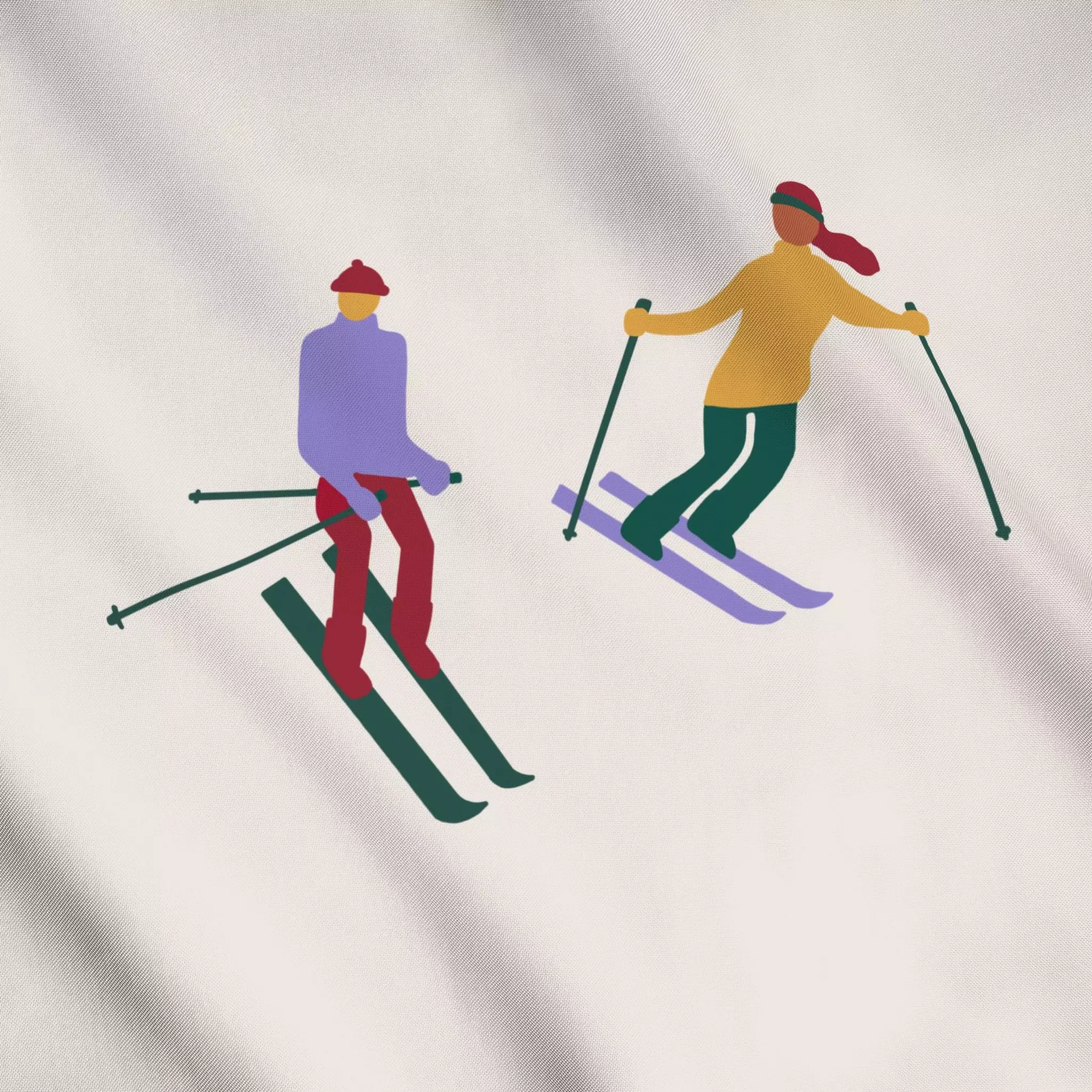 Meterware Skifahren 2 - Weihnachten, Winter - von „textilwerk"; Illustration, skandinavisch, Weihnachten, beige, weihnachtli...