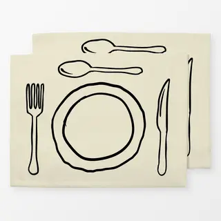 Tischset Teller Besteck beige