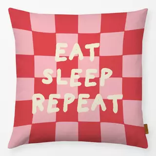 Kissen Eat Sleep Repeat Red Pink