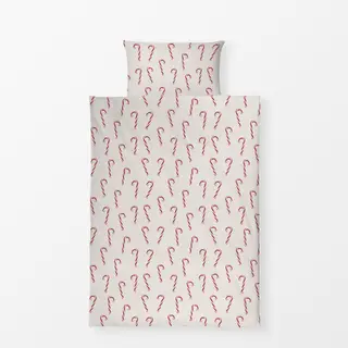 Bettwäsche Candy Canes Muster Beige