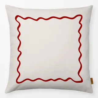 Kissen Wellenrand Beige Rot