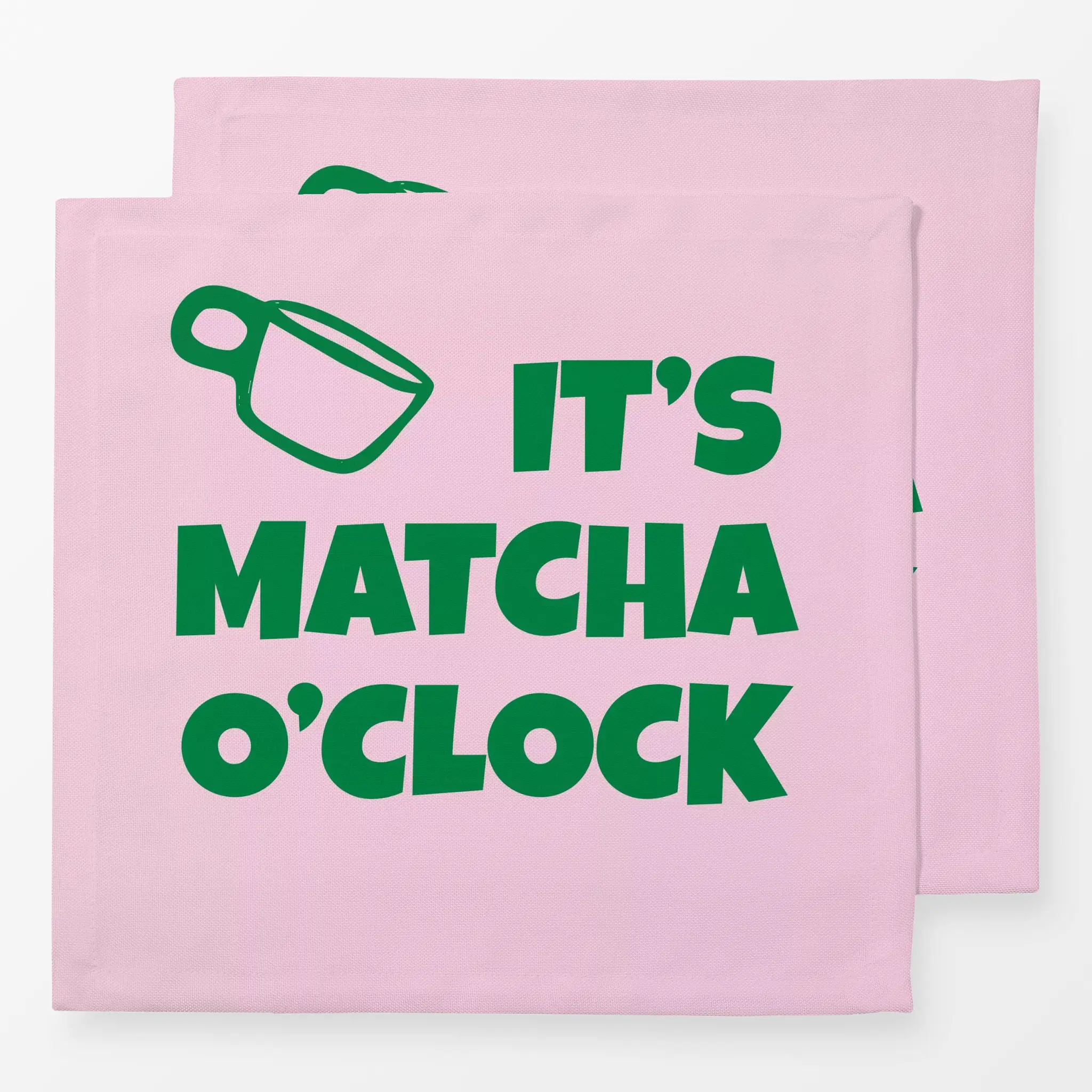 Servietten It's Matcha o'clock - Herbst, Sprüche & Schriftzüge, Küche, Essen & Trinken - von „textilwerk"; Illustration, Coz...