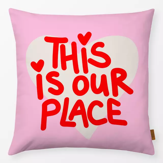 Kissen This is our Place Pink Rot von textilwerk