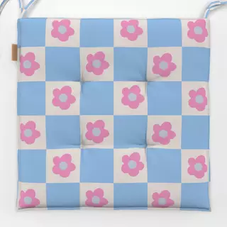 Sitzkissen Flower Checks Babyblau