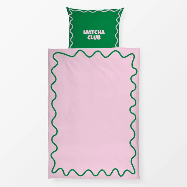 Bettwäsche Wellenrand Rosa Grün von textilwerk