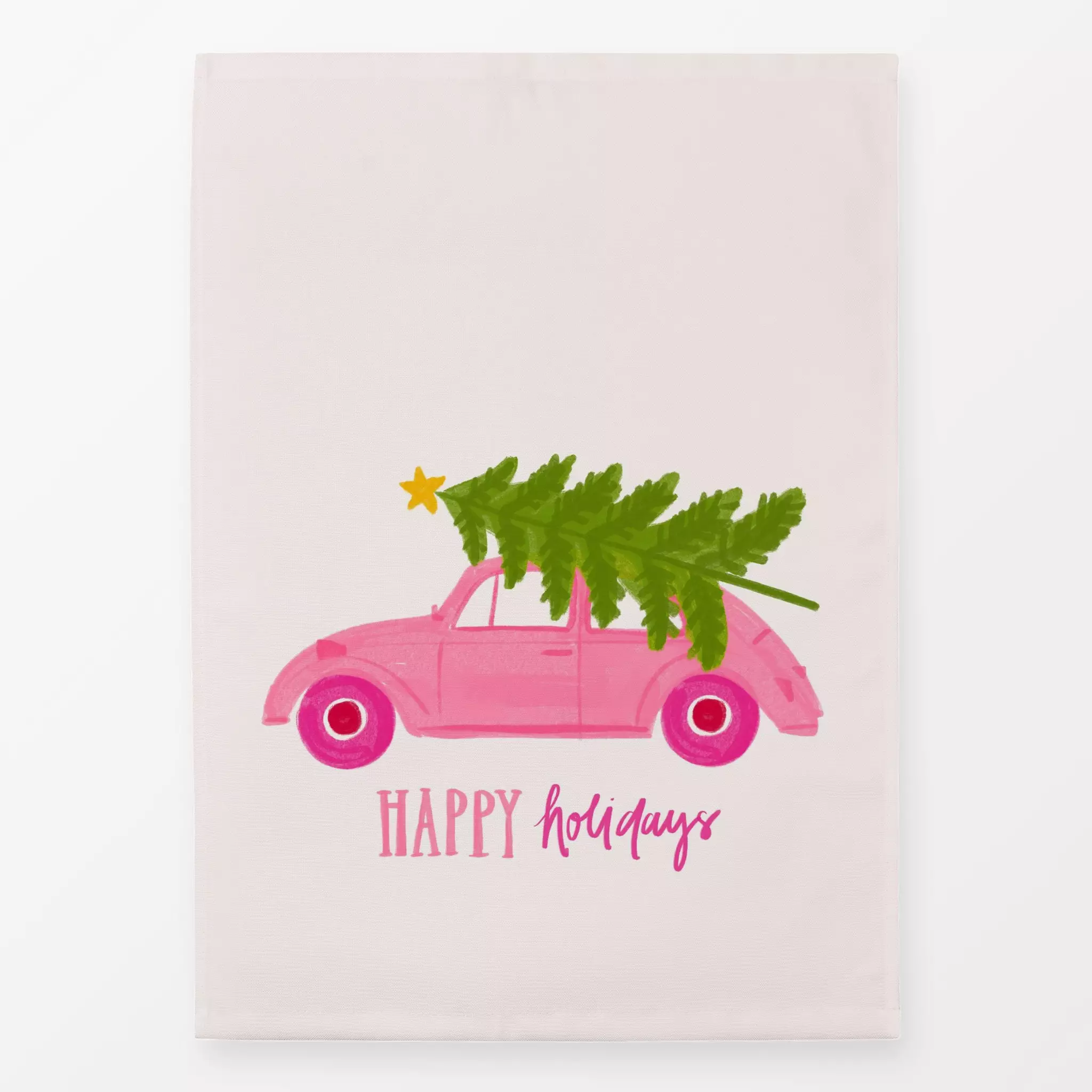 Geschirrtücher Happy Holidays Auto - Weihnachten, Winter - von „Kruth Design"; Tannenbaum, Weihnachtsbaum, Auto, weihnachtli...