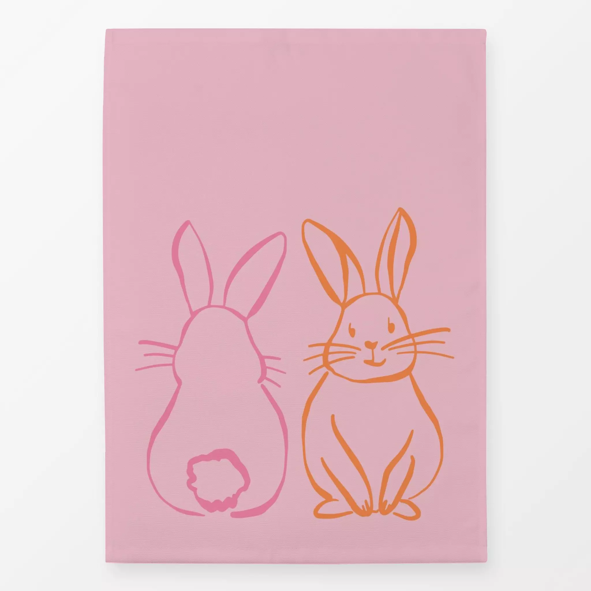 Geschirrtücher Happy Bunnys pink - Frühling, Tiere, Anlässe, Ostern - von „Kruth Design"; Hase, Ostern, Osterhase, bunt, Gar...