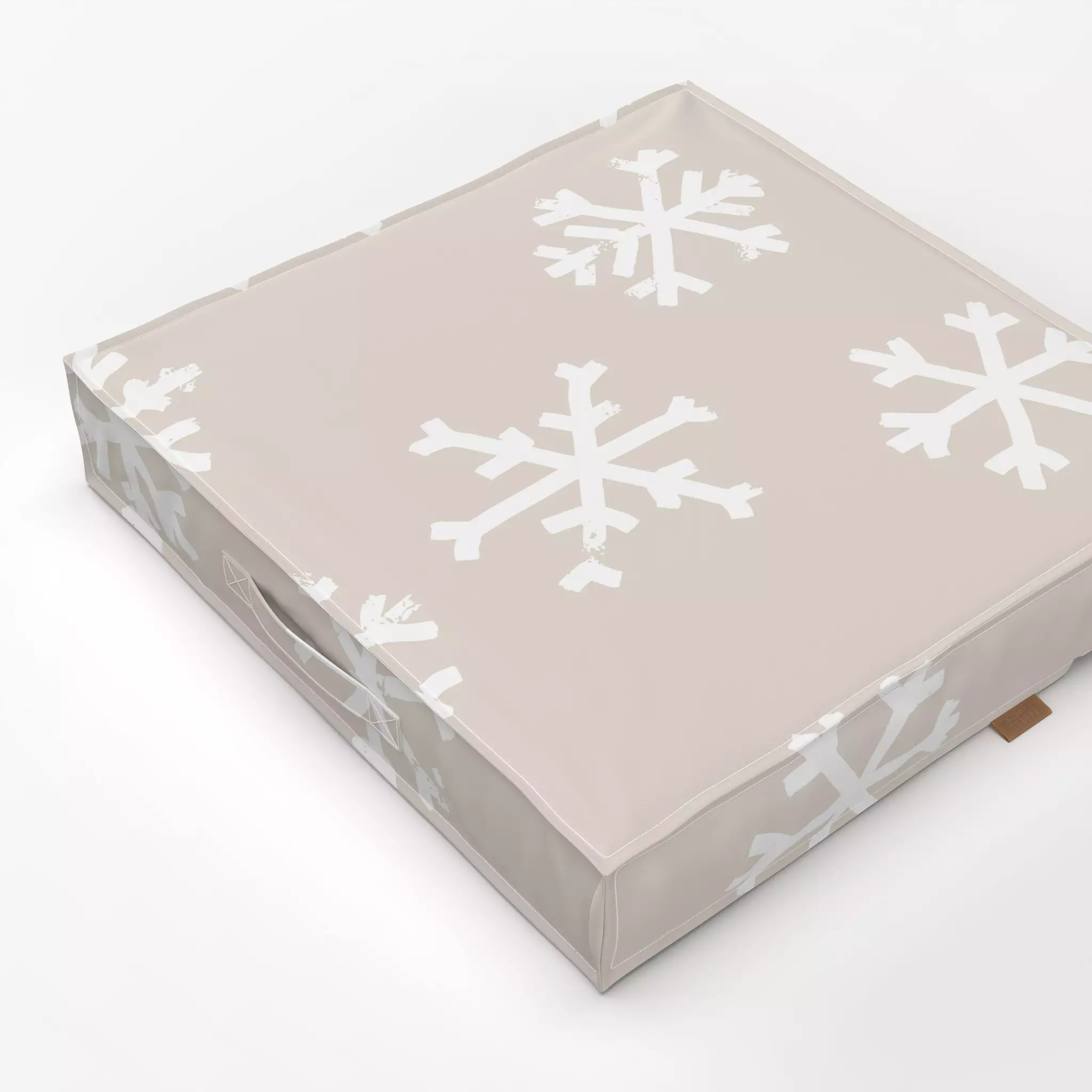 Bodenkissen Snowflakes Pattern - Weihnachten, Winter - von „Kruth Design"; skandinavisch, Schneeflocken, Weihnachten, beige,...